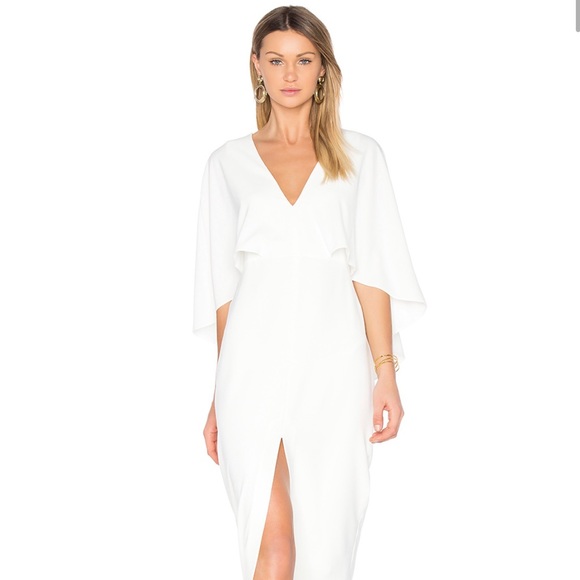 Halston Heritage Cape Gown Chalk - Picture 2 of 4